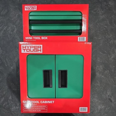 Hyper Tough Mini Tool Cabinet & 2 Drawer Tool Box Storage Bundle Set - GREEN NEW