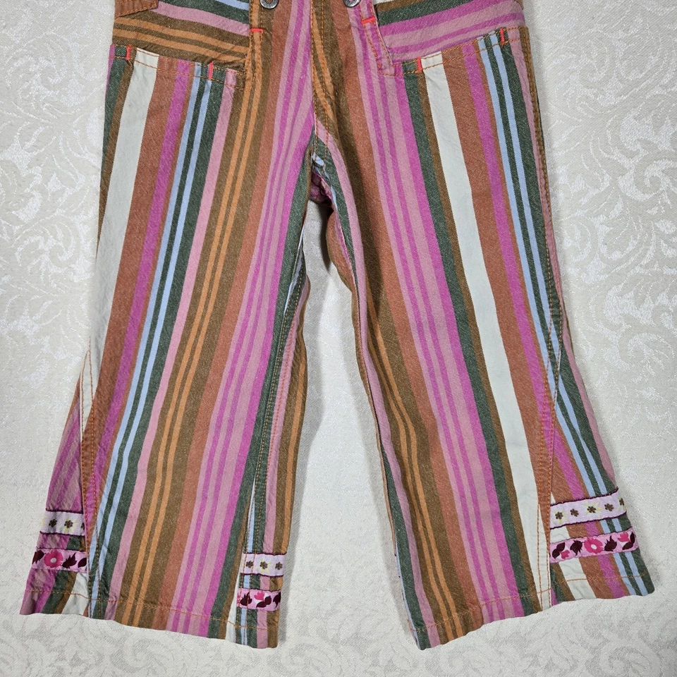 Pantalones Acampanados Oilily Niñas Talla 4 años Multicolor Bolsillos a Rayas Boho Hippie Retro Foto 3 de 4
