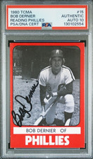1980 TCMA Reading Phillies Bob Dernier Signed Minor Rookie Autograph PSA 10 Auto