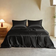 Luxury Full Silk Duvet Cover Set 3 Pieces, Extra Soft, Breathable  Cooling