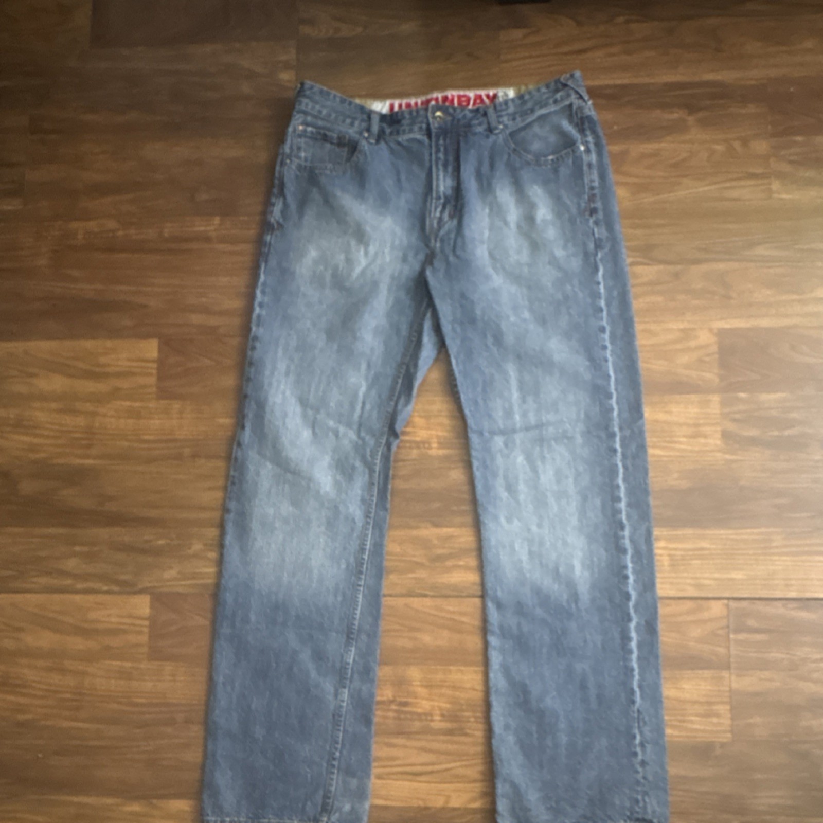 's Straight Leg Denim Jeans Blue Cotton Button Zip Medium Wa