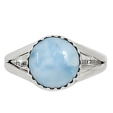 Natural Larimar Dominican Republic 925 Sterling Silver Ring s.6 Jewelry R-1210