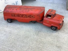 VTG Buddy L Texaco Tanker Truck Toy Pressed Steel Red 1950s