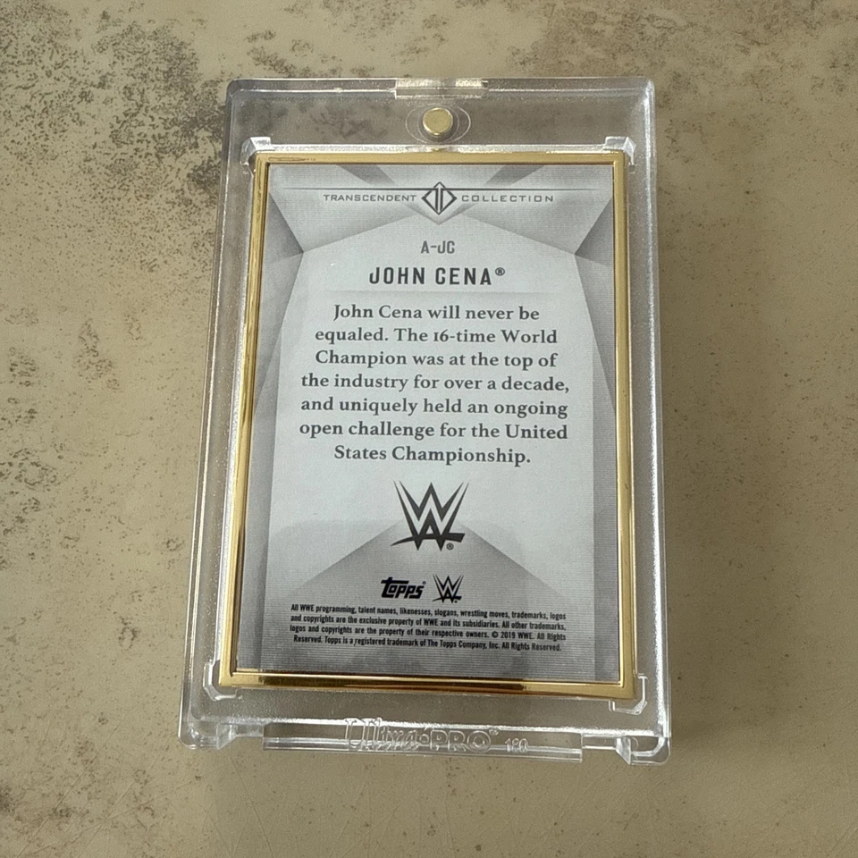 2019 Topps WWE Transcendent Auto JOHN CENA Gold Framed /15 AUTOGRAPH Blue SP - Image 2 of 2