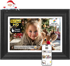 10.1" Touchscreen Digital Photo Frame, 64GB, WiFi, Black Wood, Easy Sharing