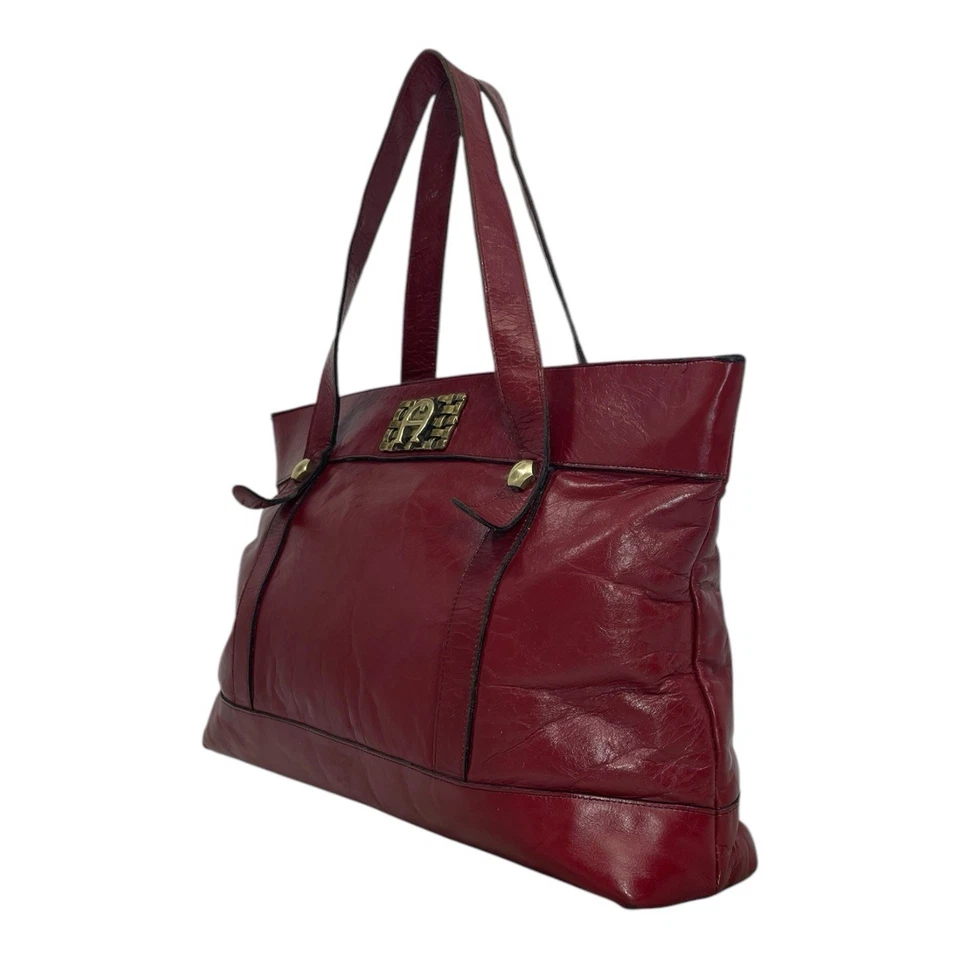 Vintage 60s 70s ETIENNE AIGNER Large Handmade Leather Tote Bag Handbag Satchel - Image 3 of 4