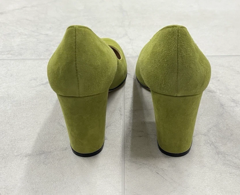 Nuevo en caja Zapatos de salón Sergio Rossi de gamuza con tacón bloqueado en verde real Talla: 35,5 (US 5,5) Foto 2 de 4