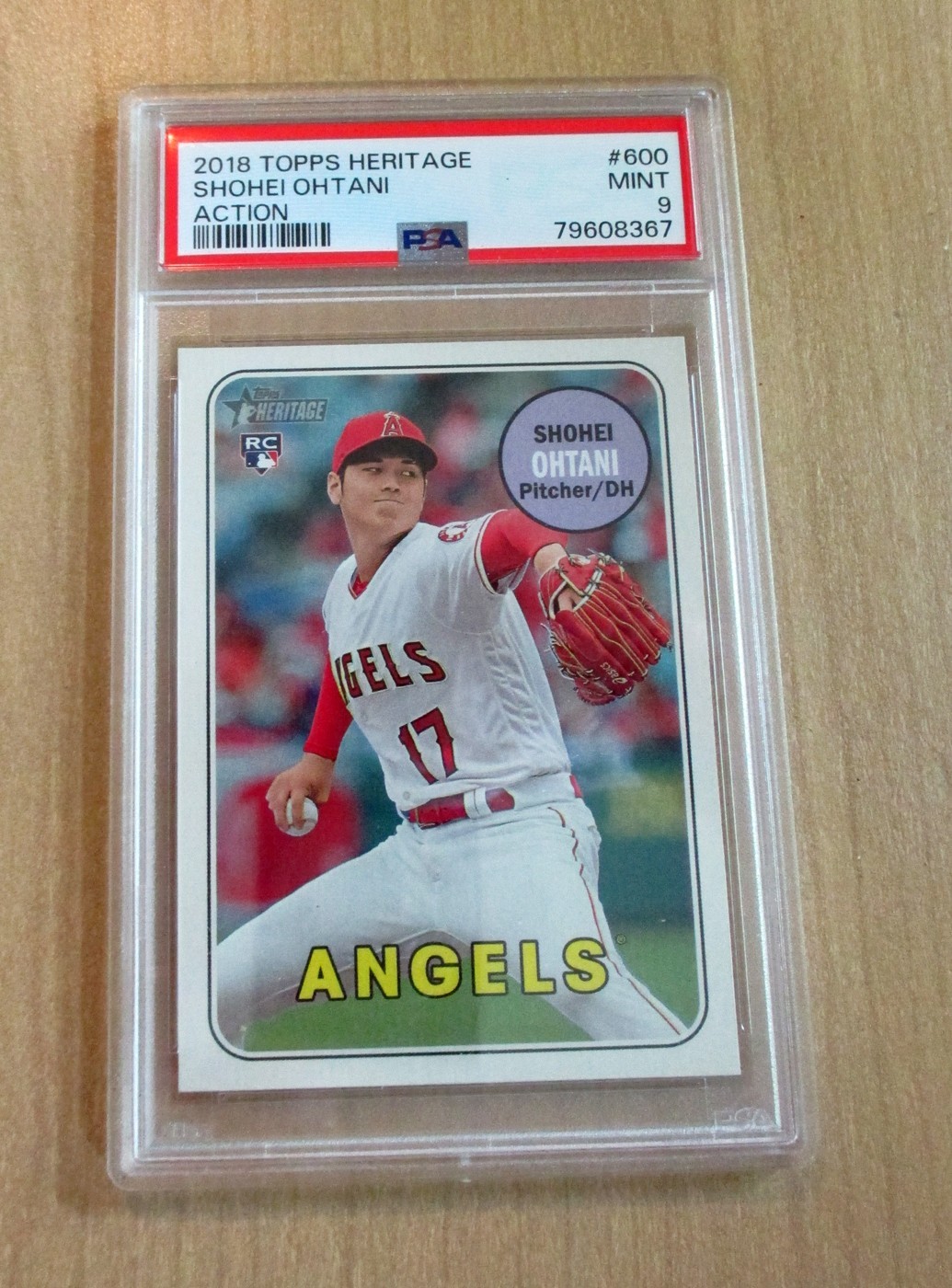 2018 Topps Heritage HHN Shohei Ohtani rookie card RC Action #600 PSA 9 MINT