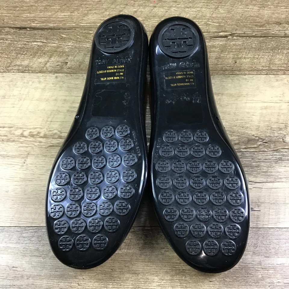 Zapatos planos de ballet Tory Burch para mujer talla 8 negros con lazo de gelatina Foto 2 de 4