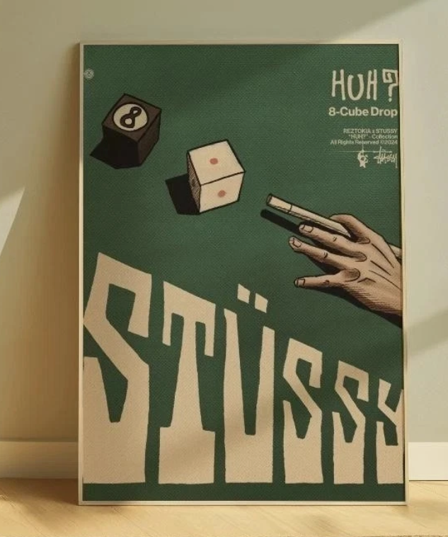 Ball Stussy Poster – Vintage Streetwear Snooker Art for Room Decor
