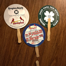 Lot of 3 VTG Hand Held Cardboard Advertisement Fans
