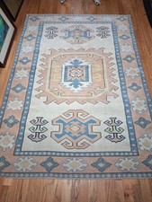 -43x61- Vintage Turkish Oushak Geometric Wool...