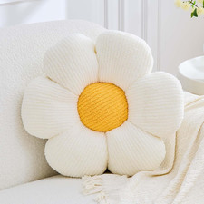 Flower Pillow, White Flower Decorative Throw Pillows for Bed Couch, Aesthetic Ho