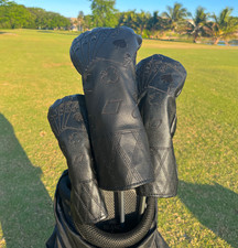 Minimalist Golf Headcovers Set  Driver Fairway Wood Hybrid Premium Black Cover