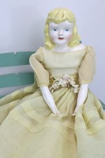 Vintage 1950s Blonde China Head Doll 17" Antique Reproduction