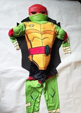 4 Piece Ninja Turtle Raphael Costume Child Size Small Shell Mask Hook  Loop
