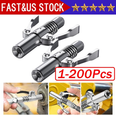 #ad Grease Gun Coupler Double Handle High Pressure Quick Release Lock Oil Nozzles $39.43
