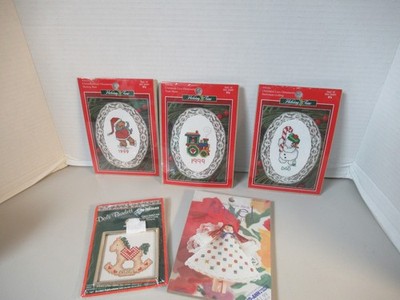 Holiday Time/MORE   LOT OF 5  Cross Stitch KITS  Christmas Lace Ornaments  NIP