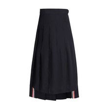 Thom Browne Women's Long Solid Color Pleated Medium High Waist Long Skirt