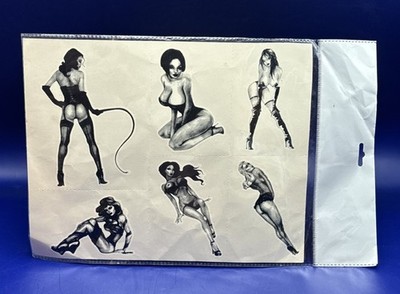 Pin Up Sexy Temporary Tattoo Set Retro Lot Of 6 Henna Style Black & White NEW