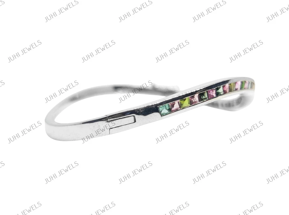 Natural Multi Tourmaline Bangle 925 Silver Bracelet - Image 4 of 4
