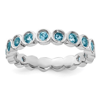 Sterling Silber Vorsteckbar Expressions Blautopas Ring-Größe 10