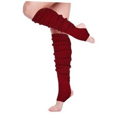 Long Leg Warmers for Women 24 Inch over The Knee Knit One Size 1 Wine Red