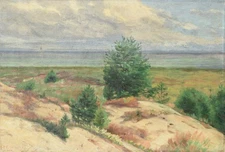 Unknown "H. Geier" / Painting 1910 "Dune Beach near Hamburg" Art Salon Crown