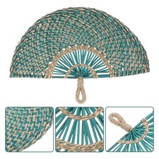 Asian Woven Fan: Handmade Straw Woven Semicircle Fan Wall Art - Rustic