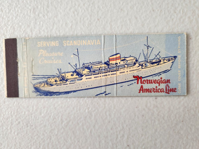 Norwegian America Line Cruise Ship Full Length Matchbook Cover.