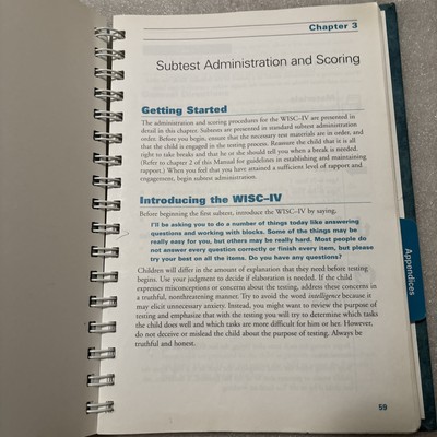 WISC-IV Administration and Scoring Manual - Wechsler Intelligence
