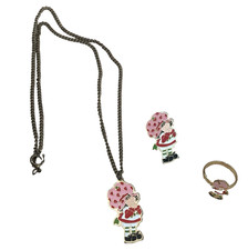 Vintage 1980 Strawberry Shortcake Jewelry Set Necklace/Pin/Ring