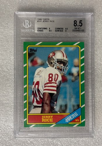 1986 Topps Football Jerry Rice #161 (RC) Rookie BGS 8.5 San Francisco 49ers