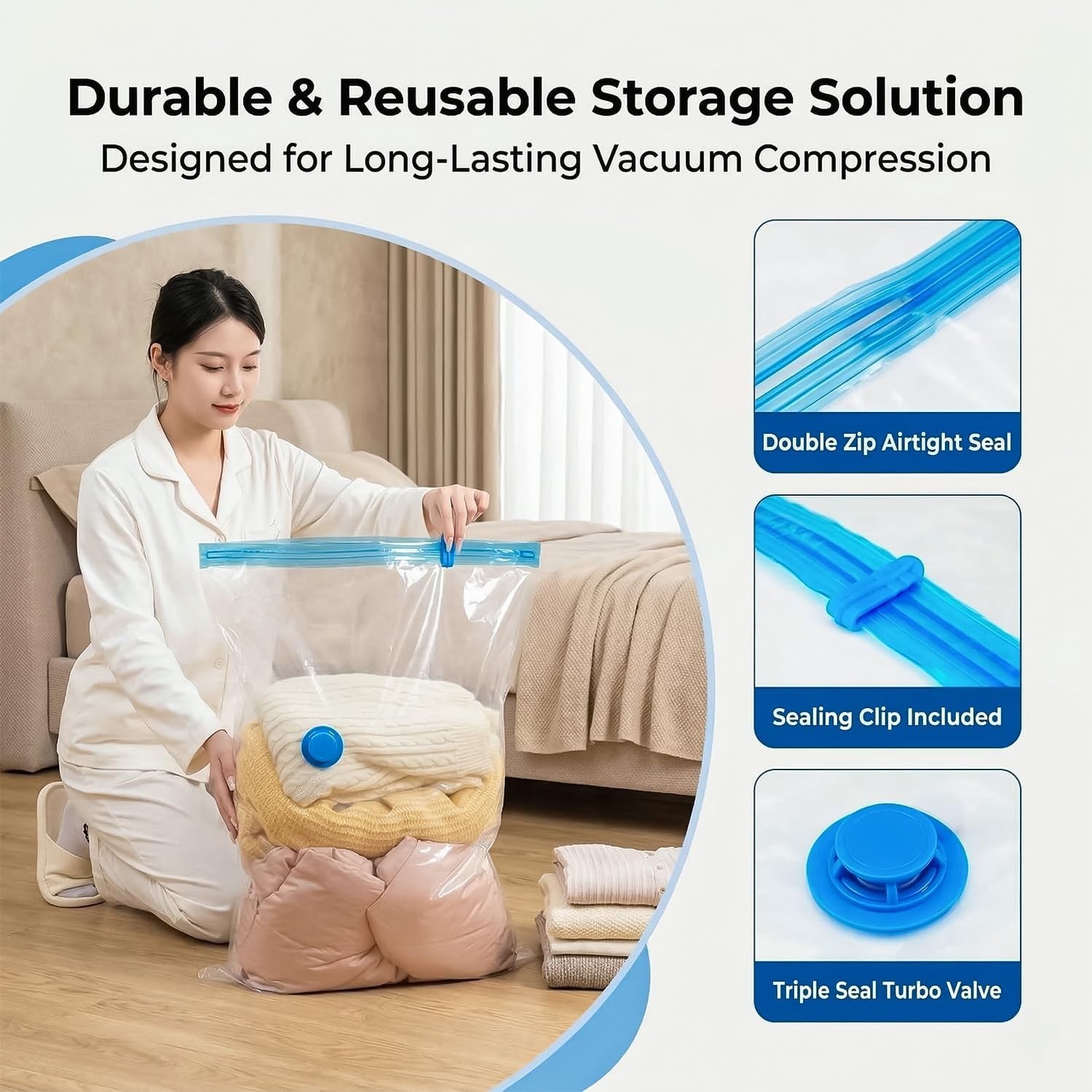 DrySmart Vacuum Storage Bags 80x110cm Jumbo Compression Zip Seal Space Saver