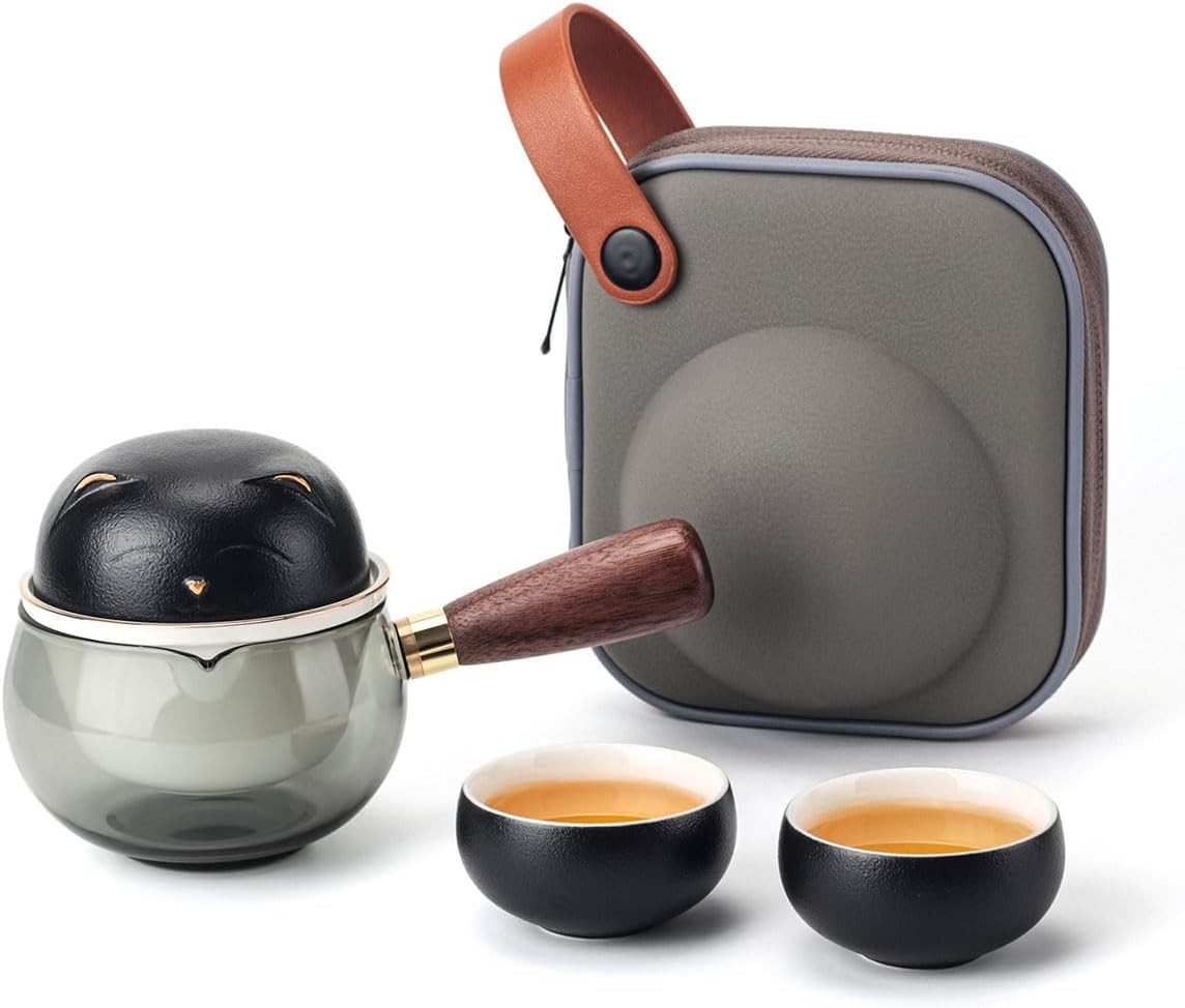 Travel Ceramic Kung Fu Teapot Set - Portable Single Tea Set  
