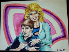 Futuristic Couple By Robert James Wright Studio Comic Book Art Signed 6/16/1987