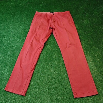 Barbour Pants Mens 40x34 Chino red straight zip fly casual trousers