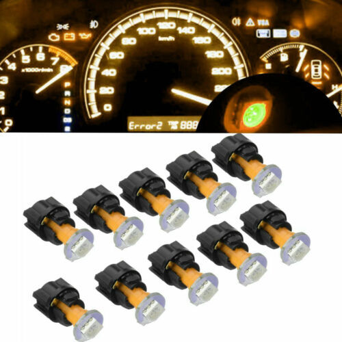 10pcs T5 PC74 12V Twist Socket Instrument Panel Cluster Dash LED Light Bulbs Kit - Foto 18 di 27