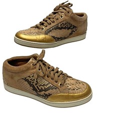 Jimmy Choo Miami Snakeskin Leather Fashion Sneakers Womens Size 37 EU / 7 US