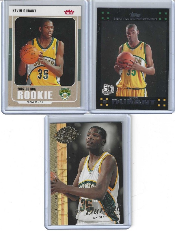 2007-08 KEVIN DURANT RC lot Topps & Fleer RC's + 2008 UD5 Phoenix Suns BV Invest