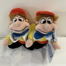 DISNEY STORE PLUSH BEAN BAG TWEEDLE DEE/DUM  8" WITH TAG ALICE IN WONDERLAND