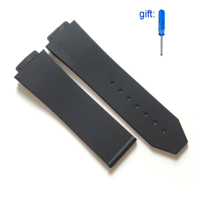 25x19mm Black Silicone Watch Band Strap For Hublot Big Bang Classic Fusion Men