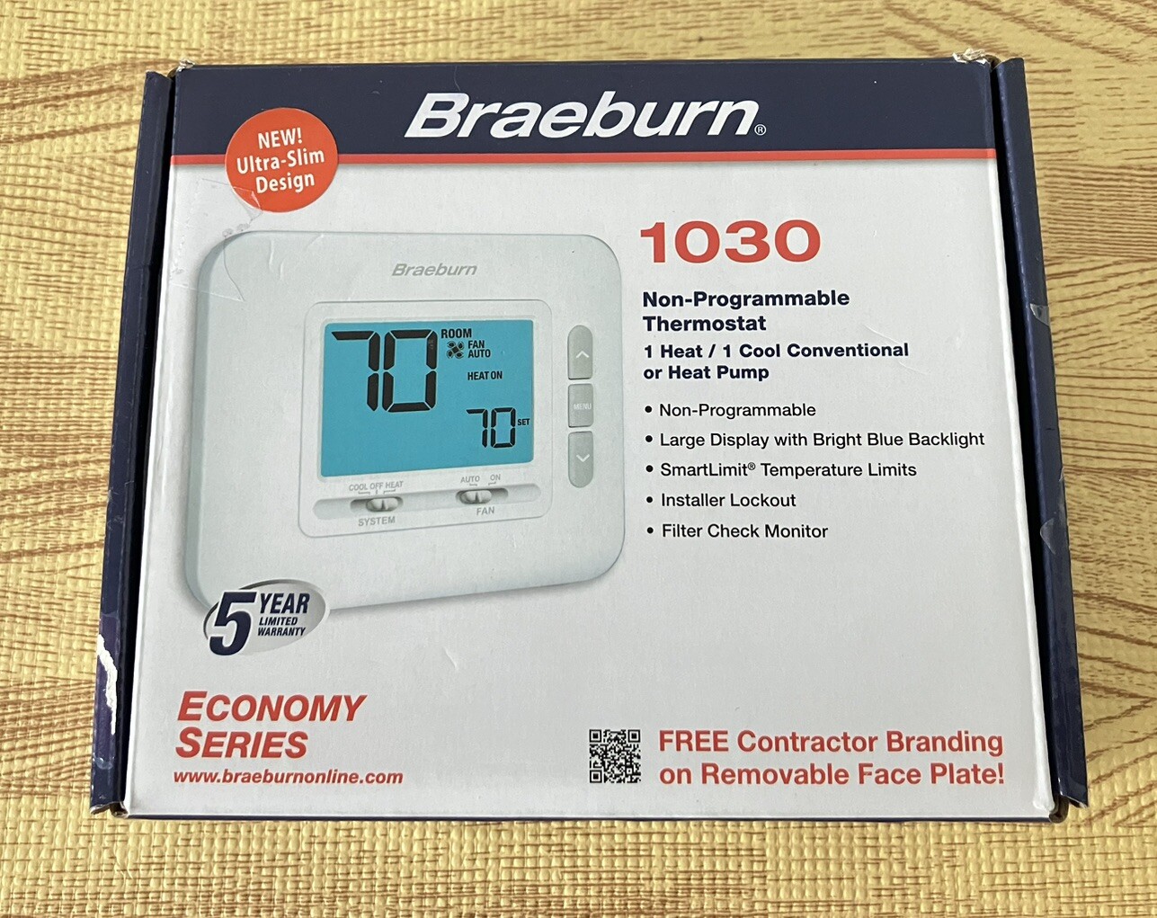 Braeburn 1030 NonProgrammable Thermostat 1 Heat 1 Cool Conventional