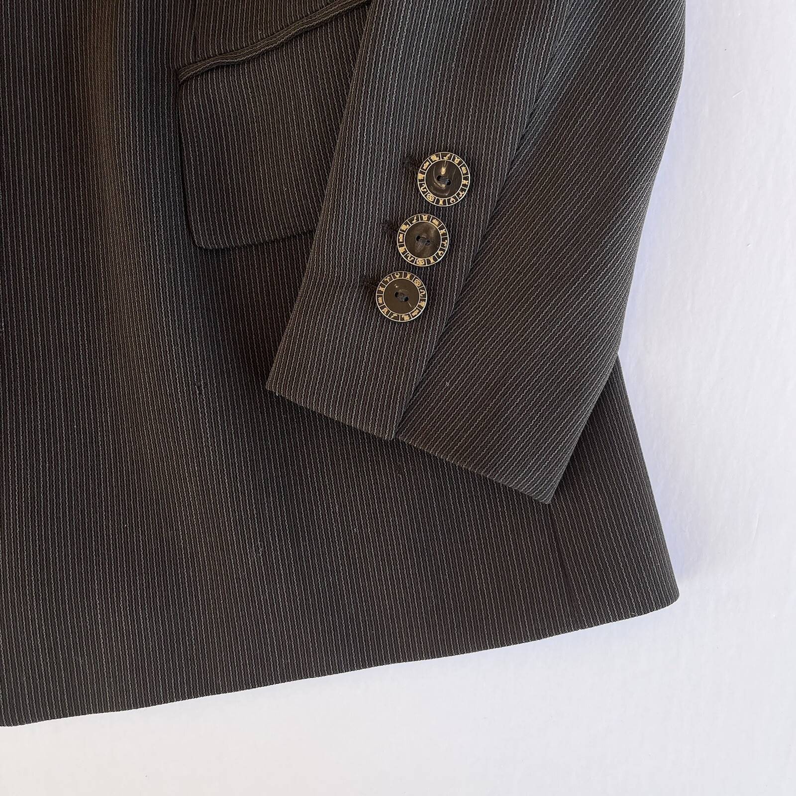 ESCADA ELEMENTS Wool Striped Blazer Jacket Brown … - image 3