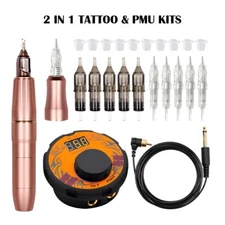 BMX Dual Permanent Makeup Tattoo Machine with 2 Head Microblading Tattoo Pen Kit
