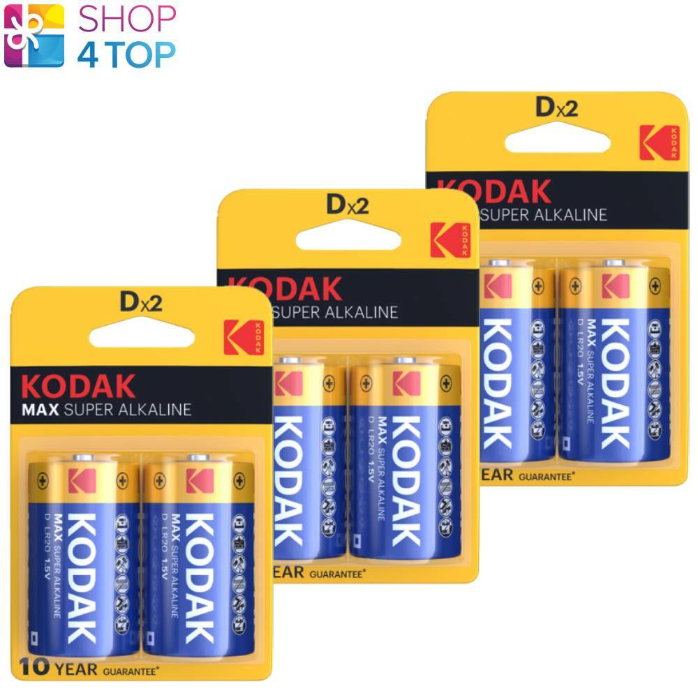 6 Kodak Max Alkaline Super D LR20 Batteries Blister 1.5V MN1300 EXP 2029 New