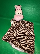 BABY starters LOVEY BLANKET SATIN Back zebra pink brown Security rattle 10"