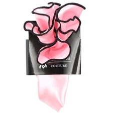 Men's Antonio Ricci Pocket Round Hanky Pink With Black Trim Formal Weddings Prom