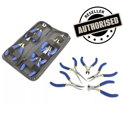 Toolzone Blue Rubber Soft Grip Handle Mini Plier Set in Zip Case - 5 Piece