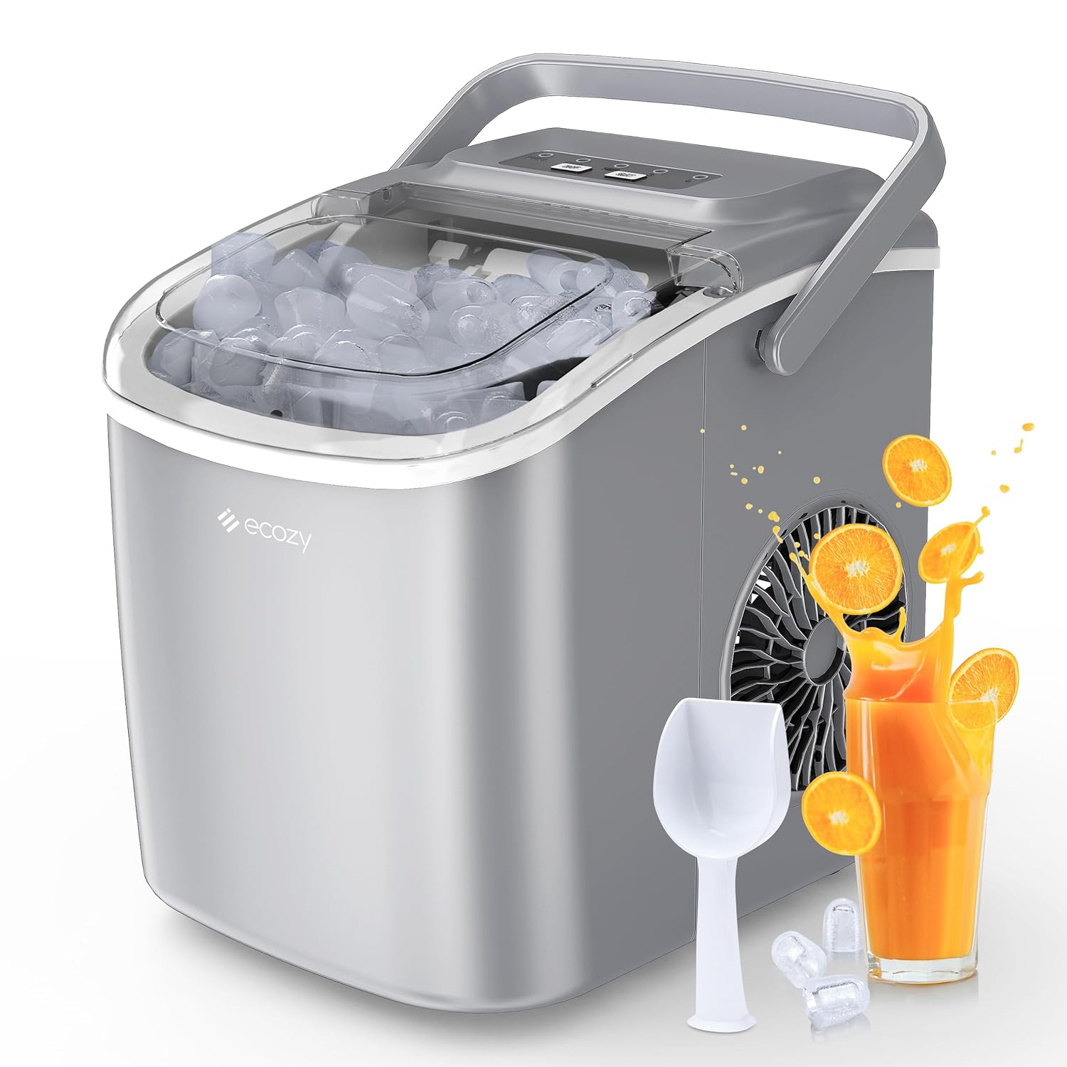 Portable Ice Maker Countertop, 9 Cubes Ready in 6 Mins, 26Lbs in 24Hrs, Self-Cle-image
